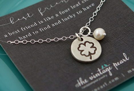 a best friend is like a 4 leaf clover… (clover charm necklace) a best friend is like a 4 leaf clover… (clover charm necklace)