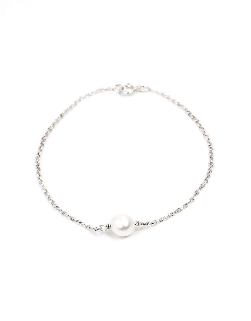 Monogrammed 925 Sterling Silver & Freshwater Pearls Baby or Childrens Bracelet 