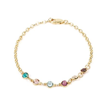 Golden Dainty Connected Birthstone Bracelet