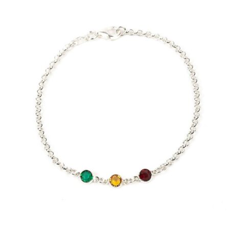 Silver Dainty Connected Birthstone Bracelet