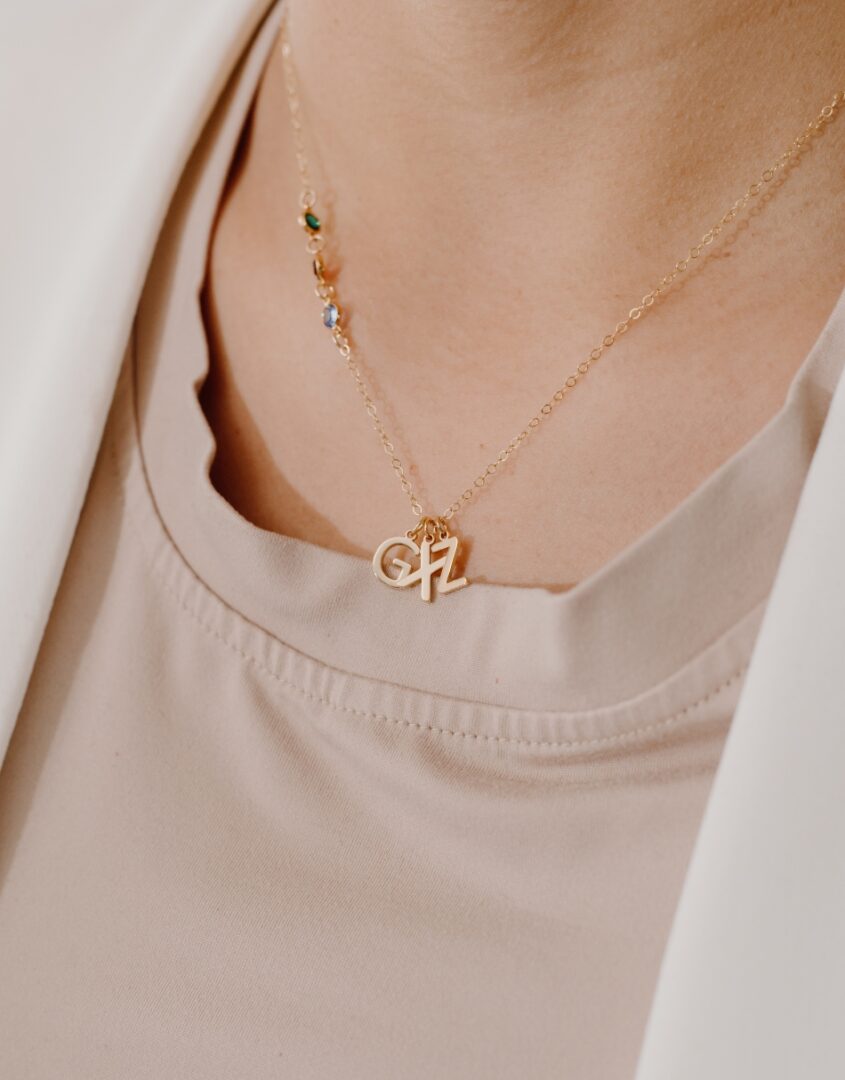 birthstone initial necklace
