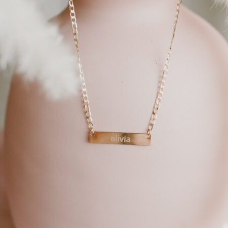 Flatlay image of Engraved Gold-Filled Name Bar Necklace