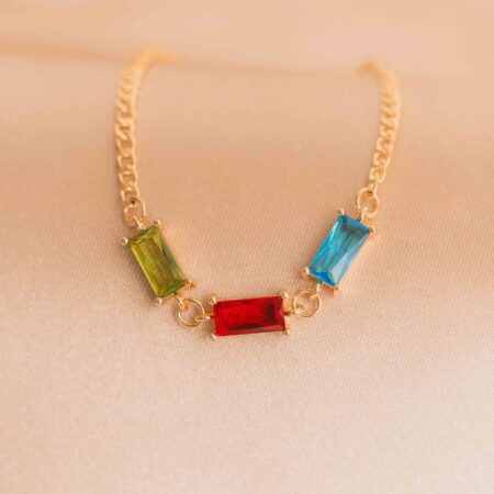 Family Birthstone Baguette Bracelet For Moms & Grandmas