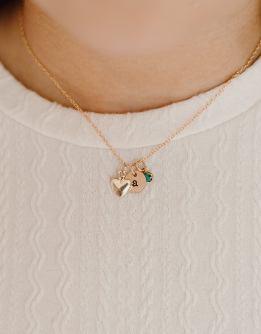 Personalised Initial Birthstone Necklace - Charm Bear