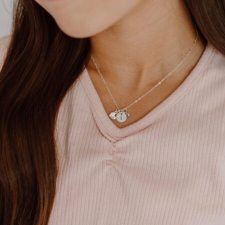 Silver Initial Necklace with initial I