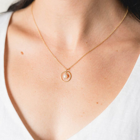 Gold Dainty Pearl Drop Necklace