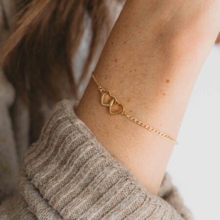 Gold Filled Double Heart Bracelet