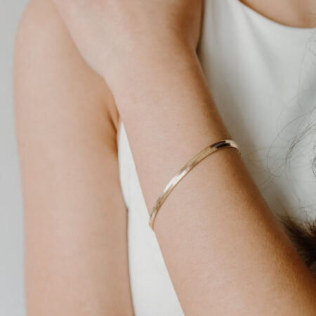 Image of model wearing Gold-Filled Herringbone Bracelet