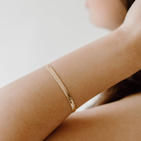 Image of model wearing Gold-Filled Herringbone Bracelet