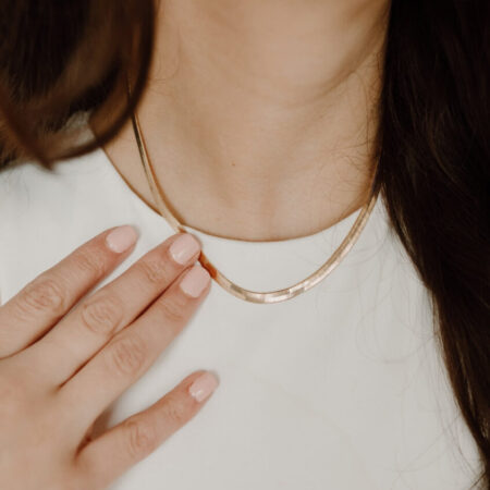 Image of Model wearing Gold-Filled Herringbone Necklace