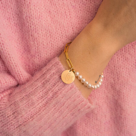 Gold & Pearl Monogram Bracelet