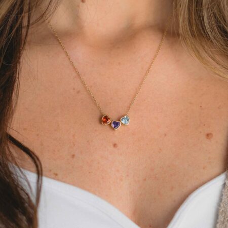 Golden Birthstone Dainty Heart Necklace