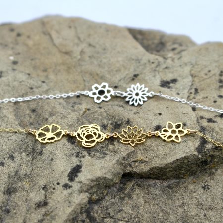 Dainty Connected Birth Flower Charm Necklace