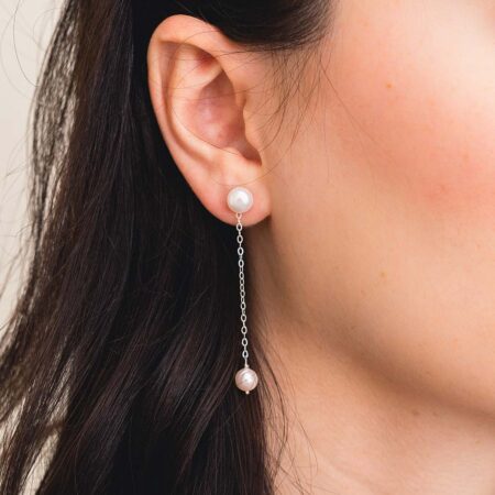 Pearl Dangle Stud Earrings