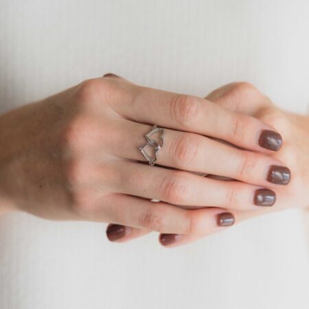 Silver Linked Hearts Ring