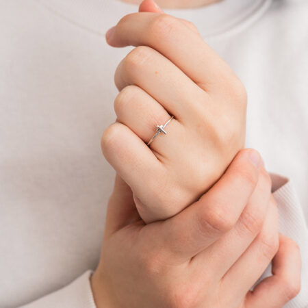 Silver Mini Cross Ring