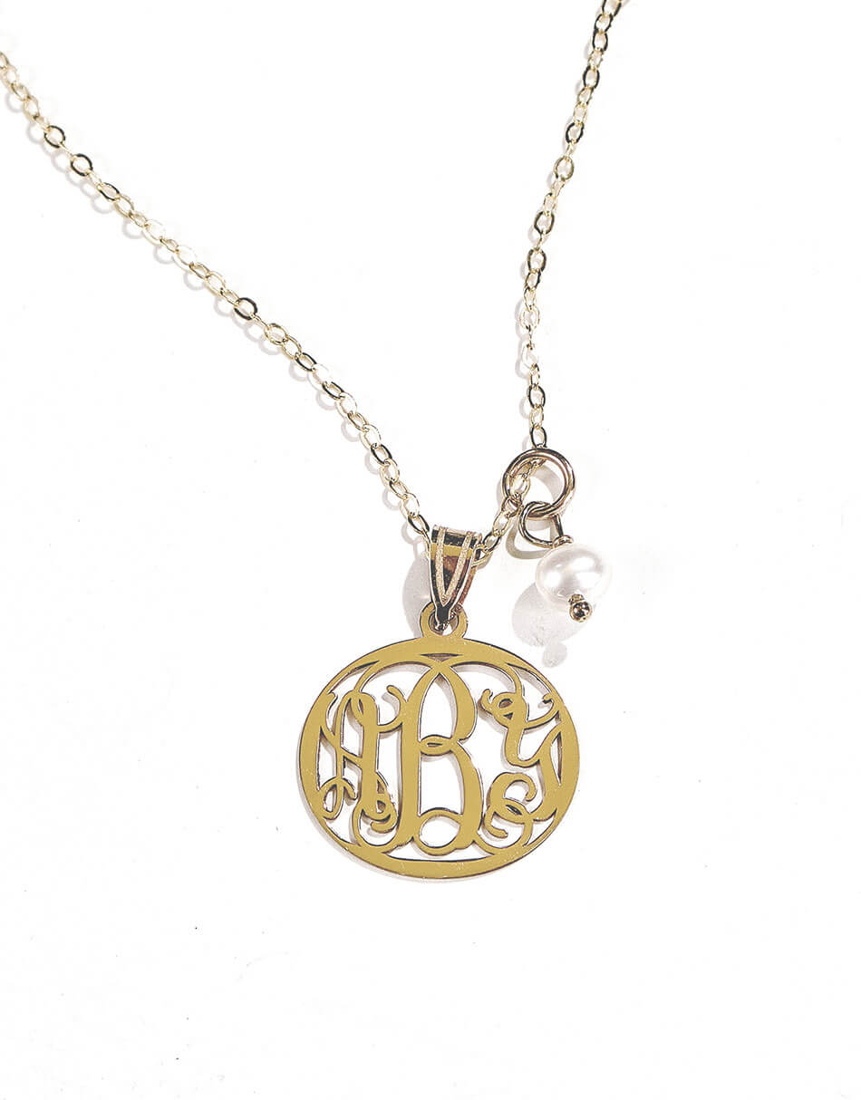 Dainty 14K Gold Circle Monogram Necklace