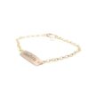 A dainty gold-filled rectangle charm bracelet with engraved name. Perfect for wife, mom, daughter, sister