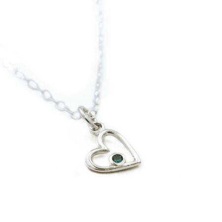 Dainty heart necklace with Swarovski birthstone crystal. Perfect gift for baptisms or your wife, sister, mom