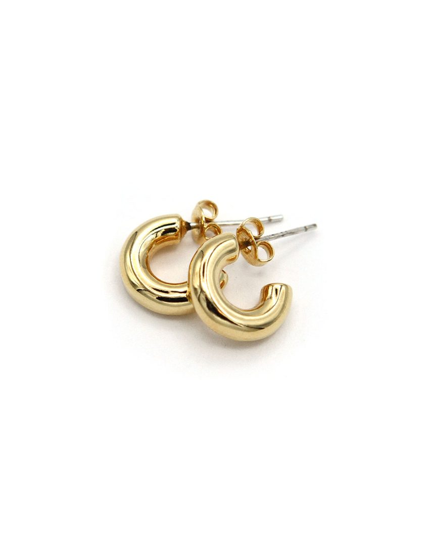 9CT Yellow Gold Round Tube Polished Hoop Creole Earrings