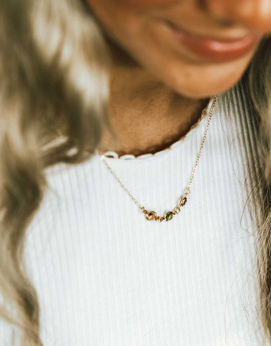 Custom 4 Birthstone Bezel Set Silver Necklace | Eve's Addiction