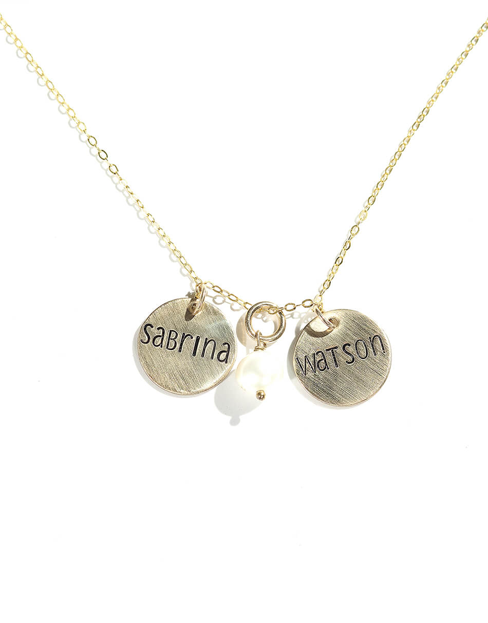 Family Names Necklace Gift Personalized Mother Day Gift for Mom Gold Filled Multiple Kids Names Necklace Grandma Gold Name Disc Necklace