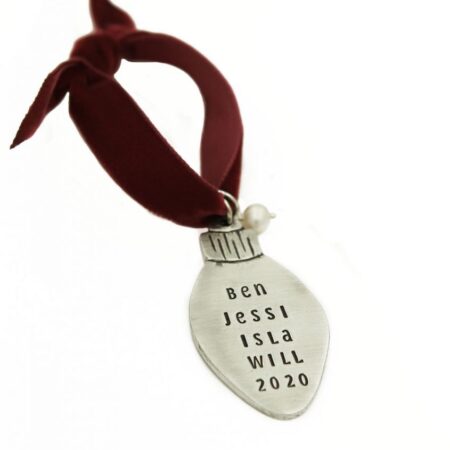 Classic christmas light ornament with engraved message. Perfect gift for couples, family or friends.