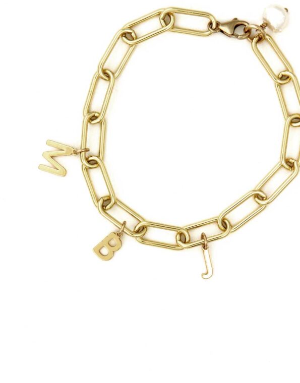 Gold Paperclip Charm Bracelet - The Vintage Pearl