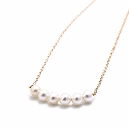 Gold filled or sterling silver chain with 5 freshwater pearls. Add more pearls representing each family member. Perfect gift for grandma, mom, wife