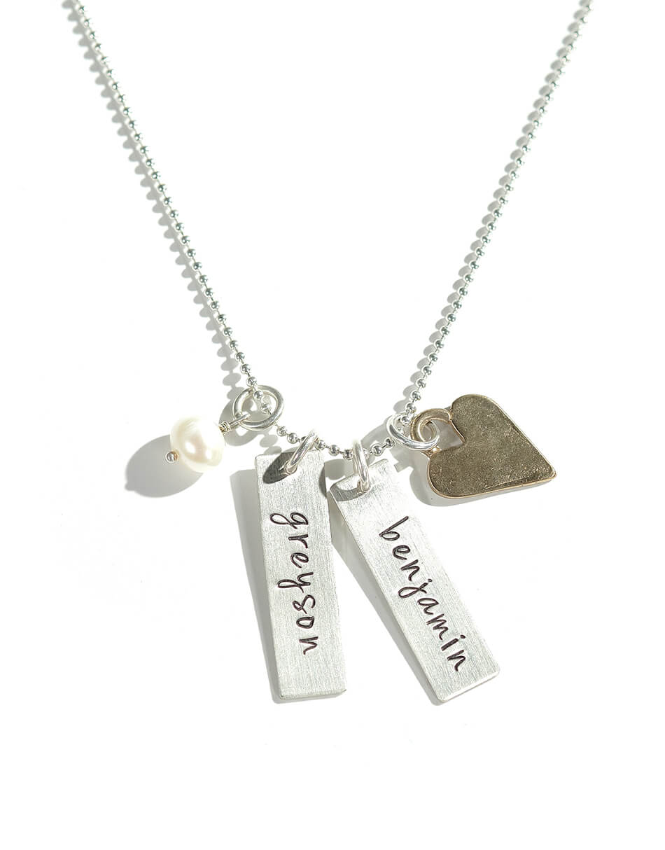 Jack-F Personalized Custom Family Name Necklaces Made Gift for Her Engraved Silver Heart Birthstone Necklace