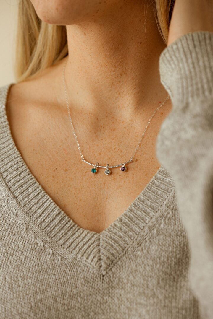 Custom Initial Morse Code Birthstone Necklace | Caitlyn Minimalist