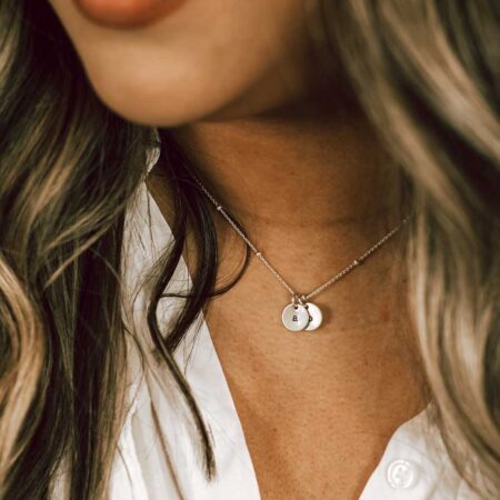 Sterling Silver Satellite Charm Initial Necklace