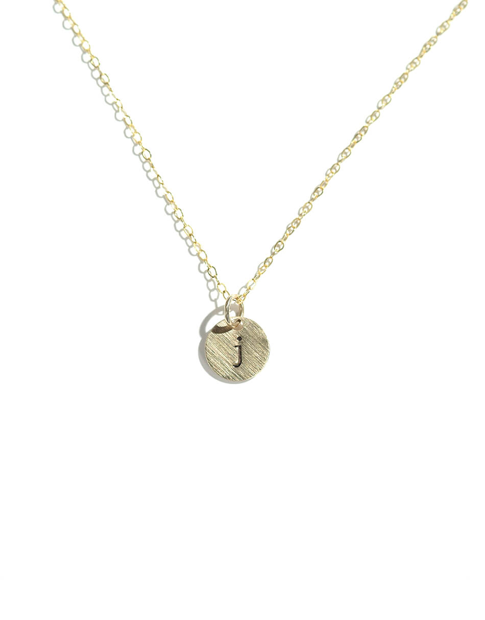 14K Gold Circle Initial Charm Necklace - Balsamroot Jewelry